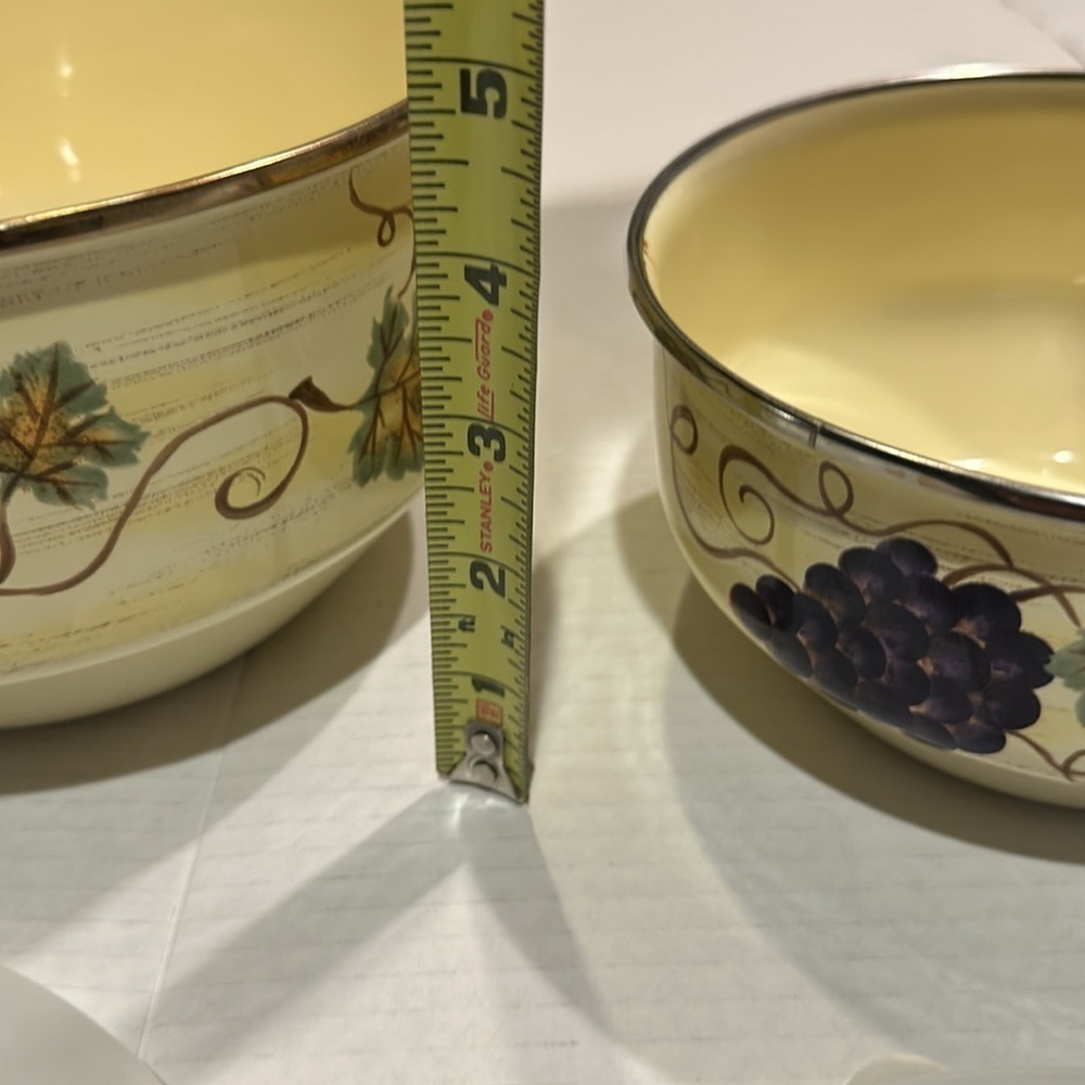 Vintage vitro ceramic set of 3 bowls w plastic covers yellow electric induction - Picture 15 of 16